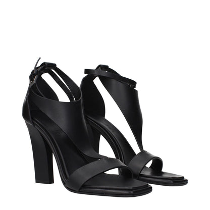 Max Mara Black Leather Stiletto Heel Sandals with elegant design, showcasing high-quality black leather and stylish heels.