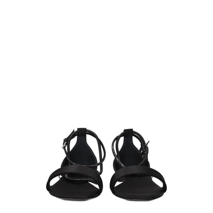 Max Mara Black Satin Flat Sandals with buckle closure and leather sole, open toe flats, style ELI23452123316001 F76759, casual design.