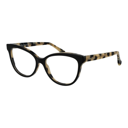 Max Mara Black Women Glasses Frame, full-rim butterfly style with black metal and plastic construction, 53-17-145 size, includes branded case.