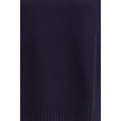 Close-up of Max Mara Blue Fleece Wool Turtleneck fabric detail showcasing ribbed edge and texture.