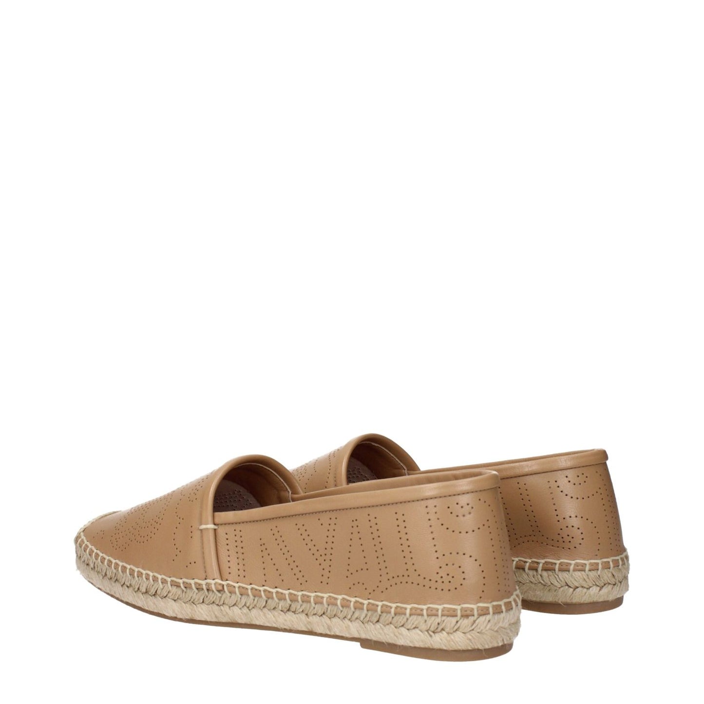 Max Mara Brown Leather Espadrilles with logo detail, side view. MPN 23452101316001, code F84143.