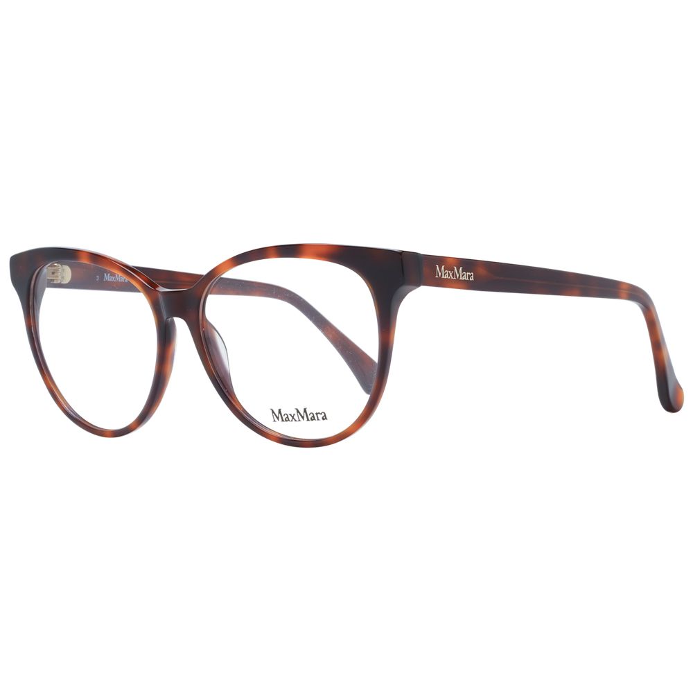 Max Mara Brown Plastic Glasses (Frames) in full-rim cat eye style for women with demo lenses, includes branded case.