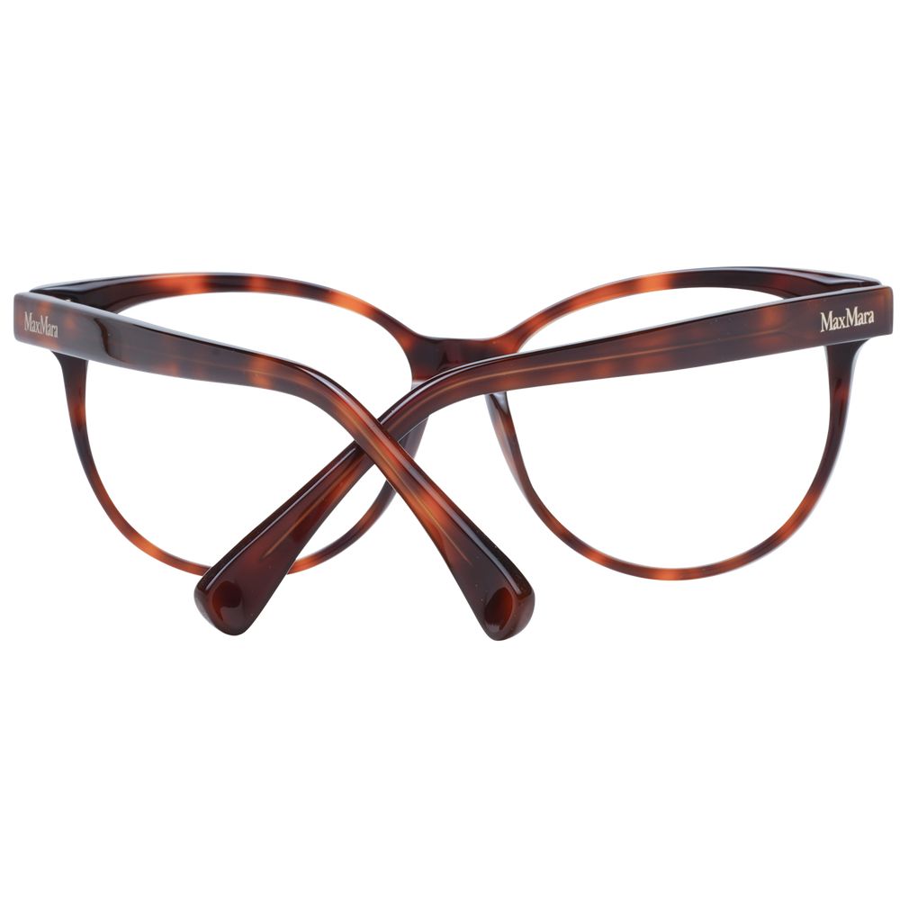 Max Mara Brown Plastic Glasses (Frames) for women, cat-eye style, full-rim with demo lenses, branded case included.