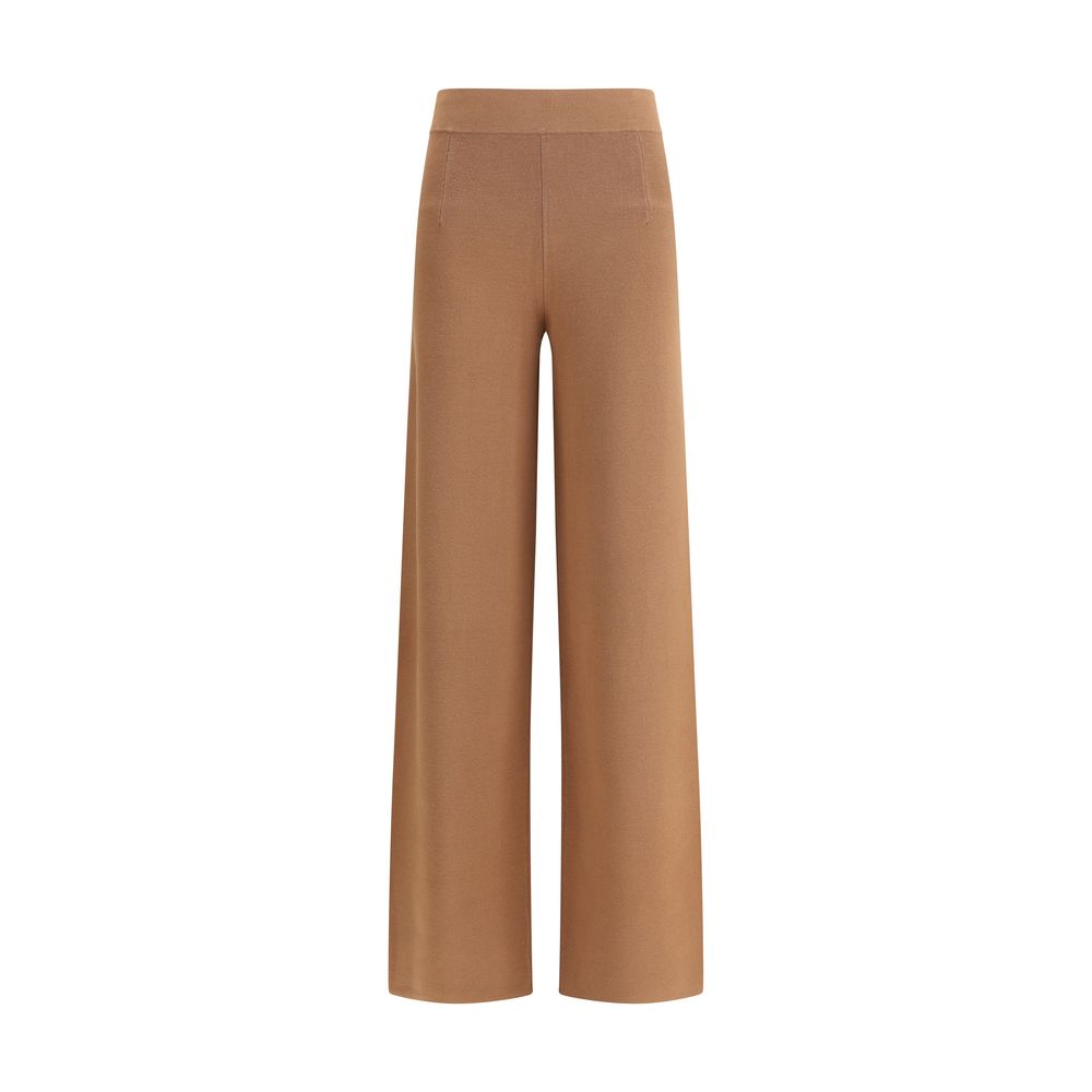 Max Mara Brown Viscose Casual Pants with wide leg and elasticized waistband, suitable for everyday wear and formal settings