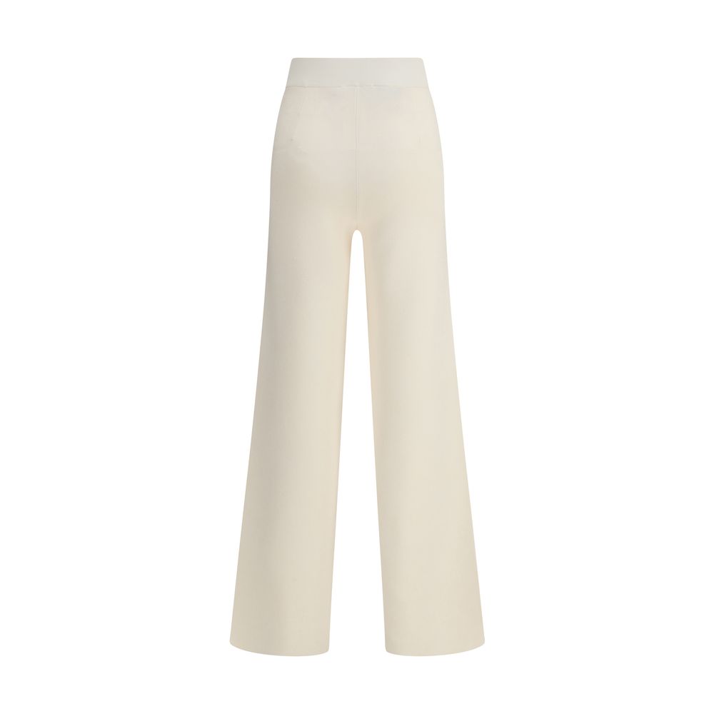 Max Mara Cream Viscose Casual Pants with wide leg and elasticized waistband, perfect for everyday wear and travel elegance.