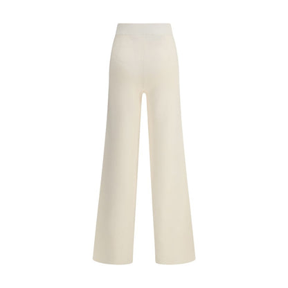 Max Mara Cream Viscose Casual Pants with wide leg and elasticized waistband, perfect for everyday wear and travel elegance.