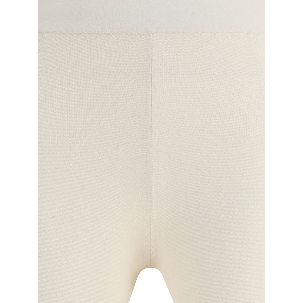 Close-up view of Max Mara Cream Viscose Casual Pants showcasing soft fabric and elastic waistband design.