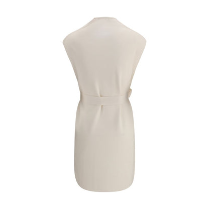 Back view of Max Mara Cream Viscose Coat with knotted sash and patch pockets, ideal for adding elegance to any outfit, AW25 collection.