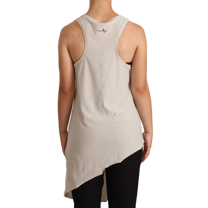 Max Mara Light Gray 100% Cotton Sleeveless Razor Back Tank Top