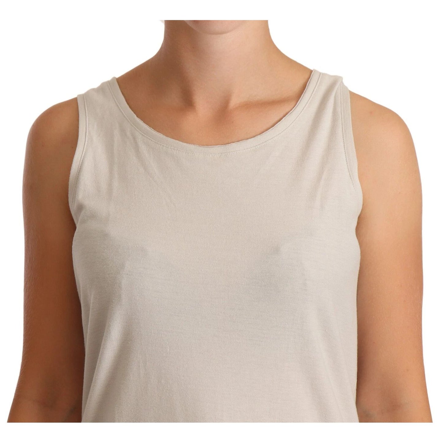 Max Mara Light Gray 100% Cotton Sleeveless Razor Back Tank Top