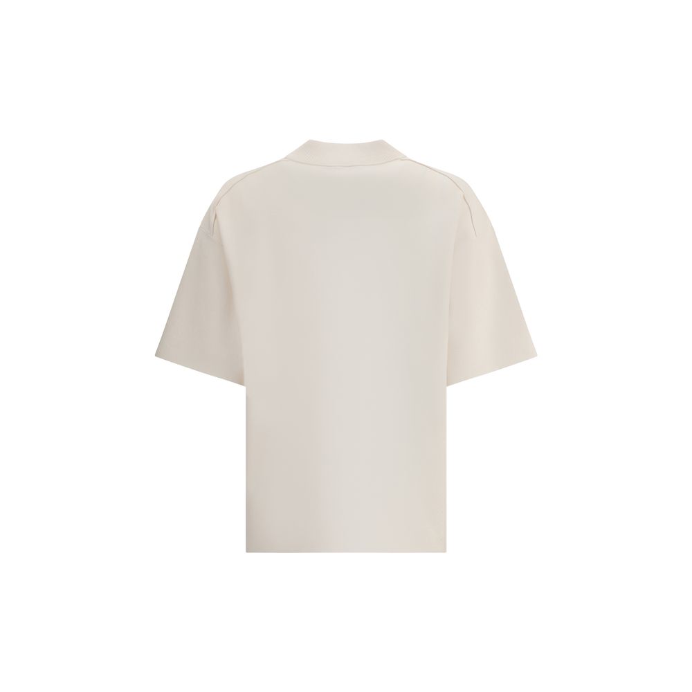 Max Mara White Polyester T-Shirt with ribbed crew neck and monochrome design, perfect for casual or chic looks, AW25 season.