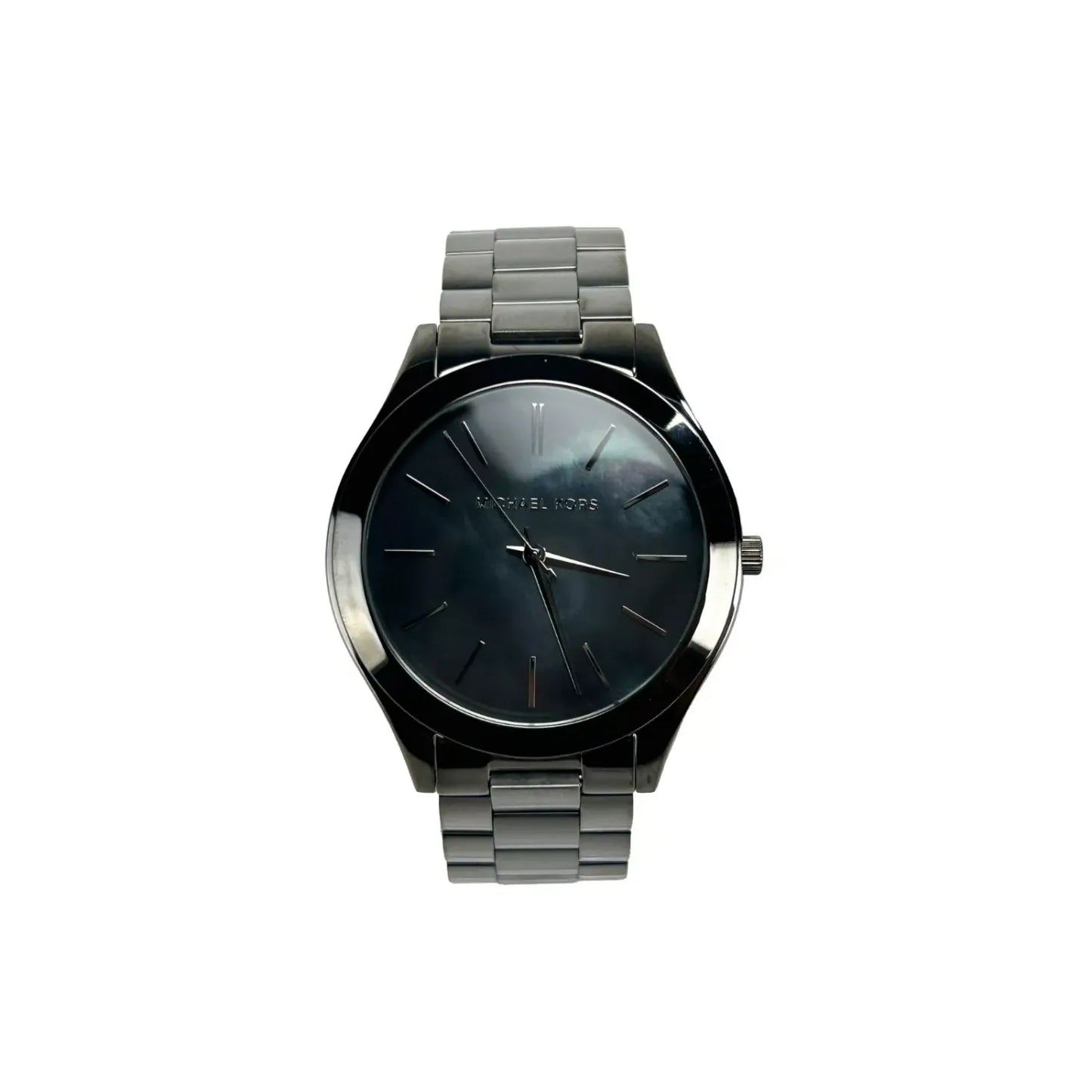 Michael Kors Slim Runway Gun Metal Stainless Steel Watch MK3413 NO BOX with minimalistic design and non-numeric markers.