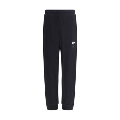 Moschino Black Cotton Joggers (Workout Pants) with logo, elastic waistband, and snug fit, made in Italy for AW25 season.