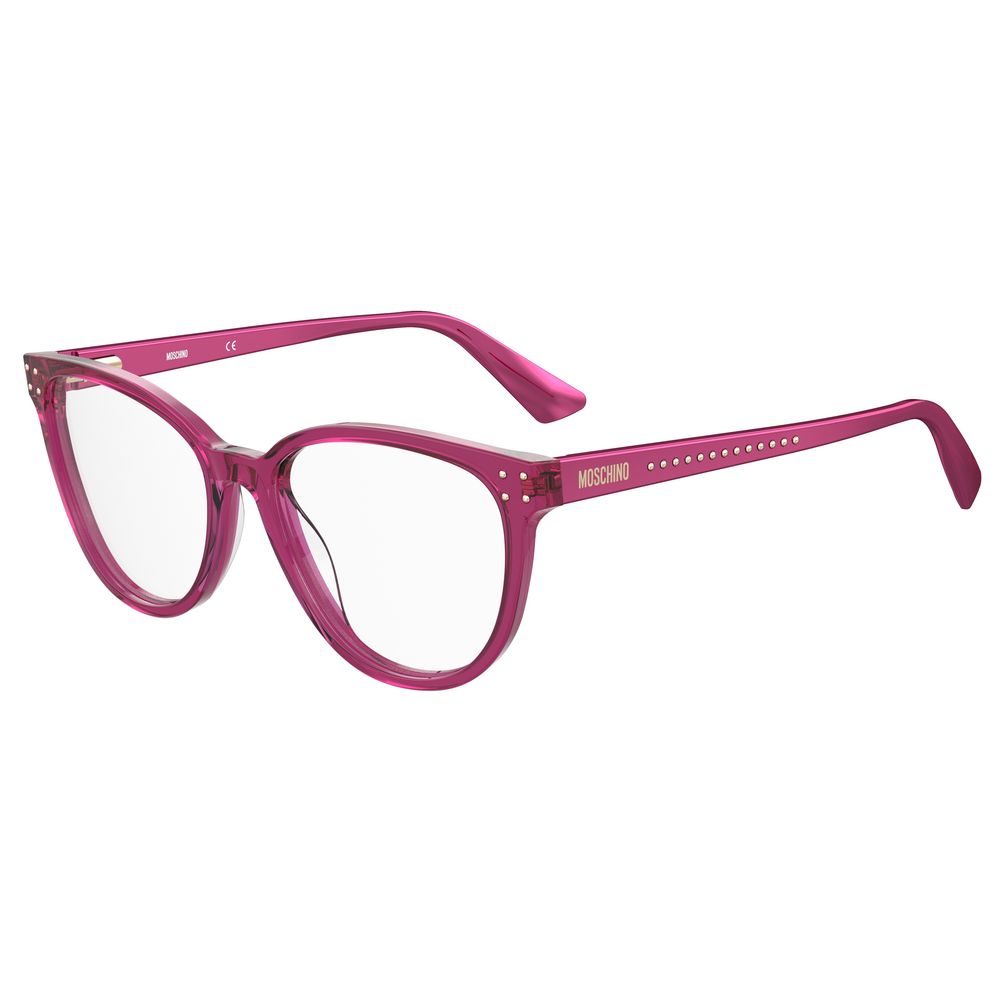 Moschino Fuchsia Acetate Frames with 54/17/140 mm dimensions for women, luxurious pink eyewear with acetate material.