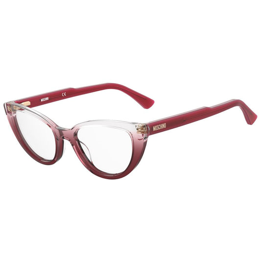 Moschino Red Acetate Frames, women's glasses MOS605-6XQ with crystal red finish, size 51/18/140 mm, stylish eyewear for fashion enthusiasts.