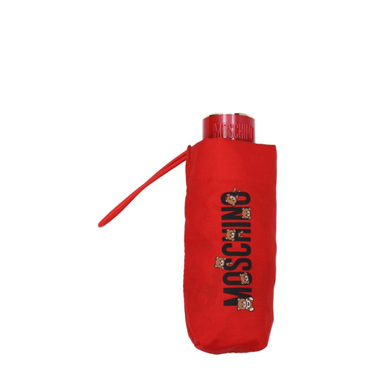 Moschino Red Polyester Umbrella with logo detail and snap closure, in casual style, bright red color, MPN 8432SUPERMINIC.
