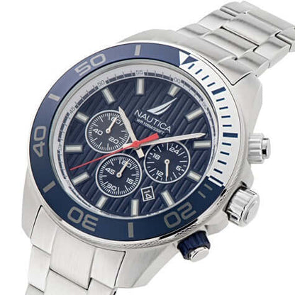 NAUTICA Mod. NAPNOF303 gents quartz analog watch with mineral dial, 48mm case, and water resistance of 10 ATM.