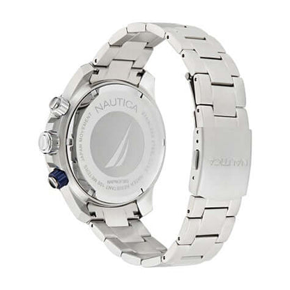 NAUTICA Mod. NAPNOF303 quartz analog gent watch, 48mm case, water resistant 10 ATM with stainless steel bracelet, official packaging