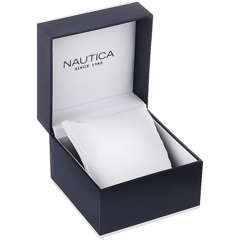NAUTICA Mod. NAPPBF201 watch in official box, quartz analog, water resistant 10 ATM, mineral dial, 42mm case, gent's bracelet
