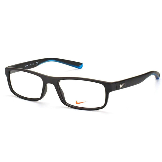 NIKE MOD. NIKE 7090 acetate gent's glasses in black with orange logo, stylish eyewear for men.