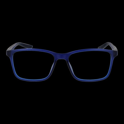 NIKE MOD. NIKE 7117 54414 eyeglasses for gent in navy blue color on black background, stylish and modern design
