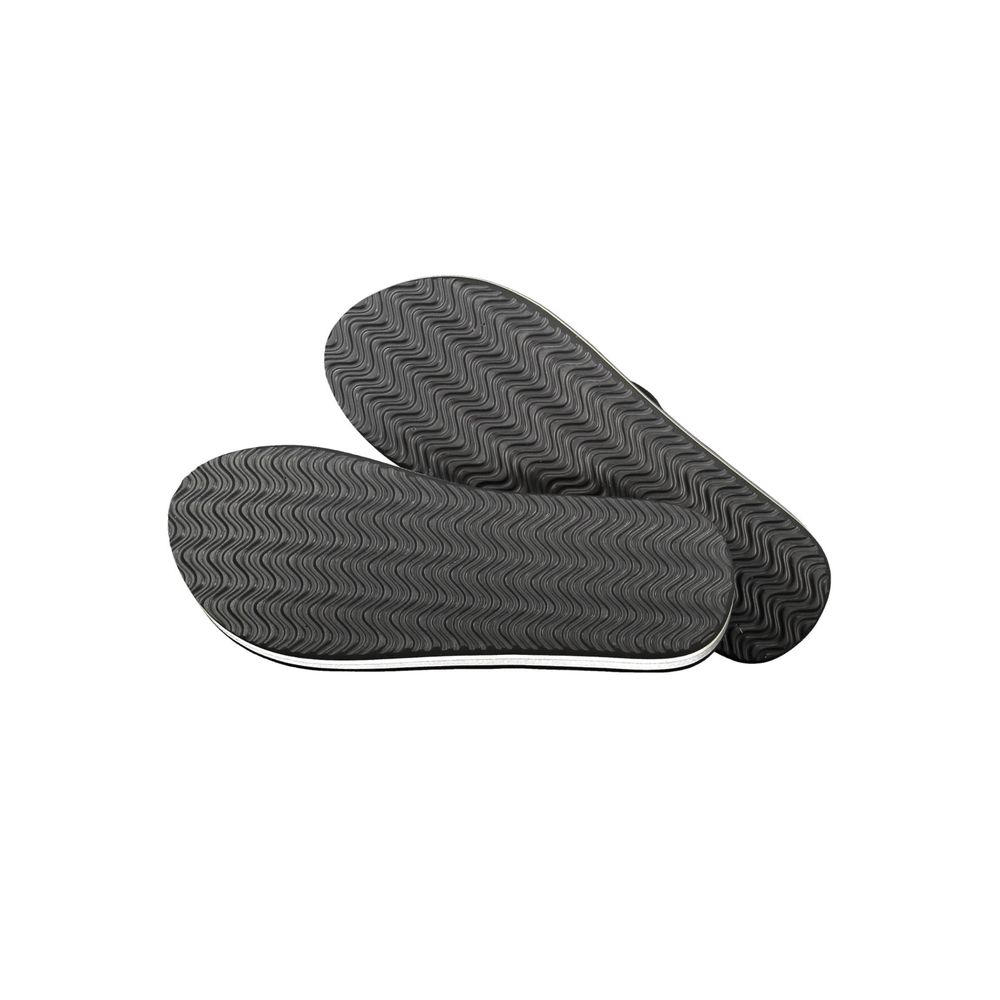 Outsole view of Napapijri Black Polyester Women Sandal showcasing unique tread pattern and design.