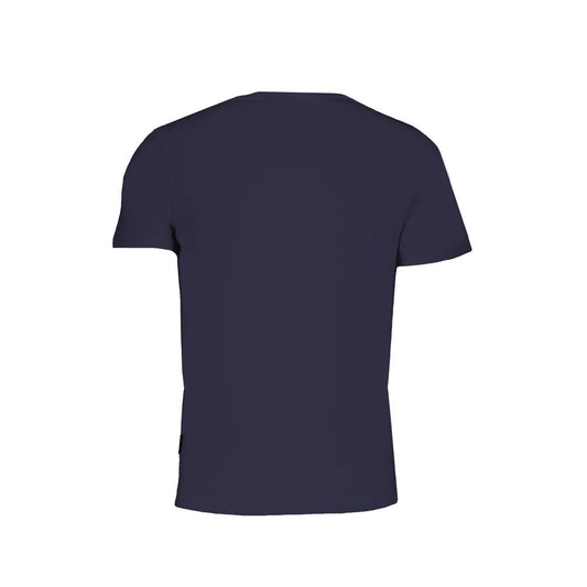 Rear view of Napapijri Blue Cotton T-Shirt with short sleeves and round neck.