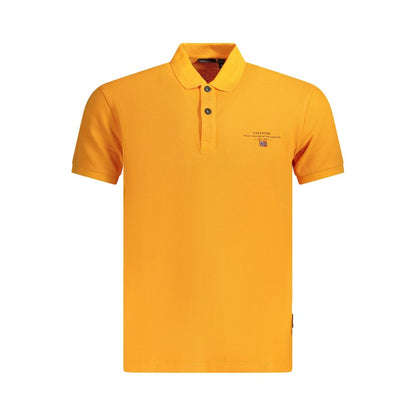 Napapijri Orange Cotton Men Polo Shirt with short sleeves and a classic fit, perfect for stylish casual outings.