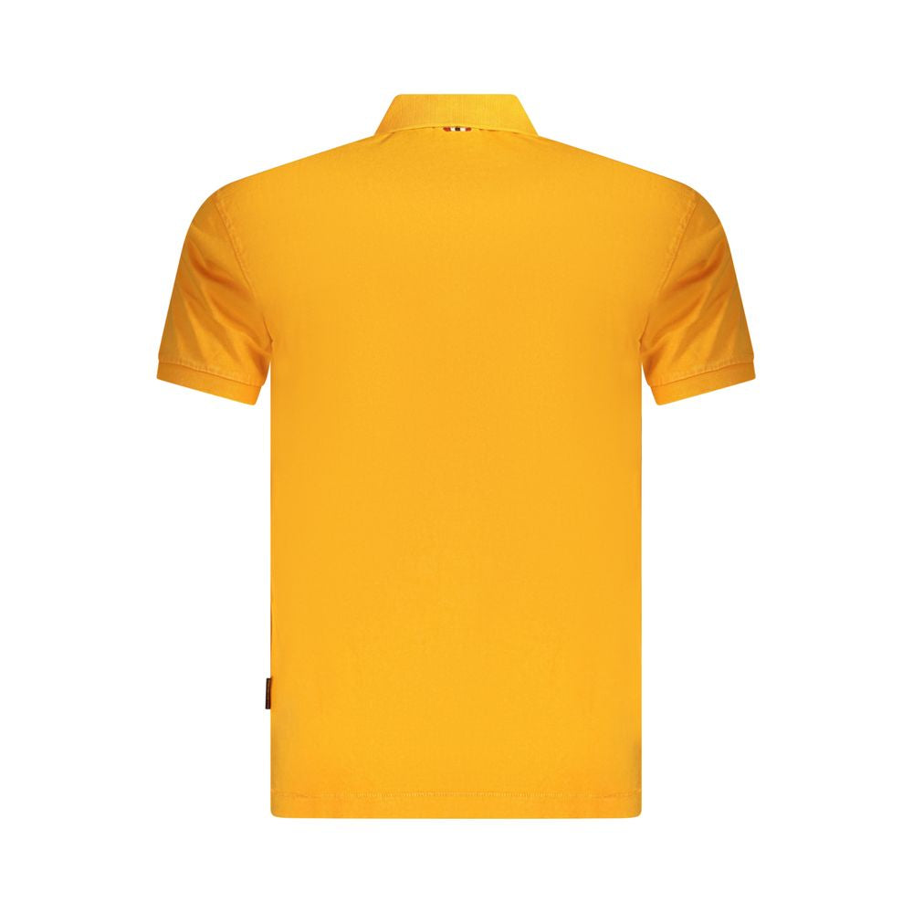 Napapijri Orange Cotton Men Polo Shirt with short sleeves and modern regular fit, back view showcasing vibrant color.