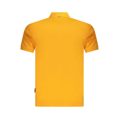Napapijri Orange Cotton Men Polo Shirt with short sleeves and modern regular fit, back view showcasing vibrant color.