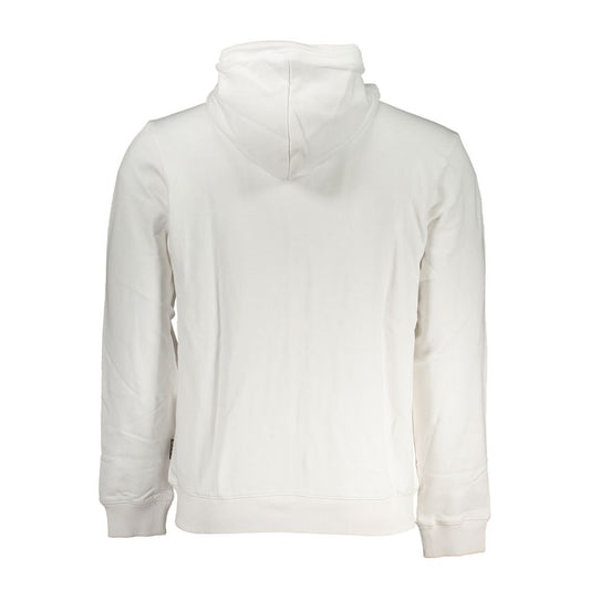 Napapijri White Cotton Men Sweater back view, showcasing long sleeves and regular fit made from comfortable material.