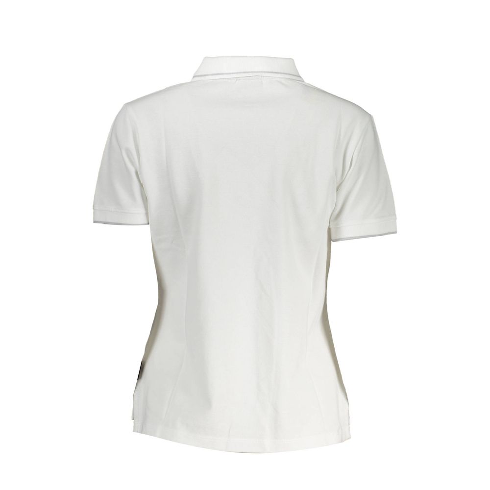 Back view of Napapijri White Cotton Women Polo Shirt showcasing elegant design and craftsmanship.
