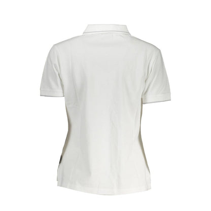 Back view of Napapijri White Cotton Women Polo Shirt showcasing elegant design and craftsmanship.