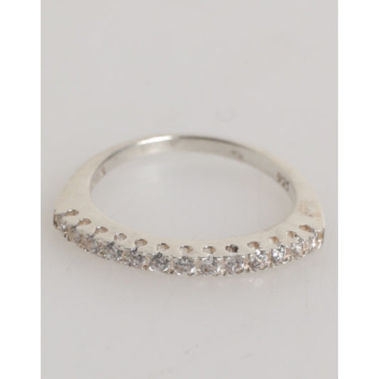 Nialaya Sterling Silver 925 Band Pave CZ Crystal Eternity Ring with cubic zirconia crystals on silver band, perfect for weddings or everyday wear.