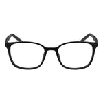 Nike Black Unisex Glasses Frame, full-rim, stainless steel, square design, demo lenses, size 52-18-145, black color.