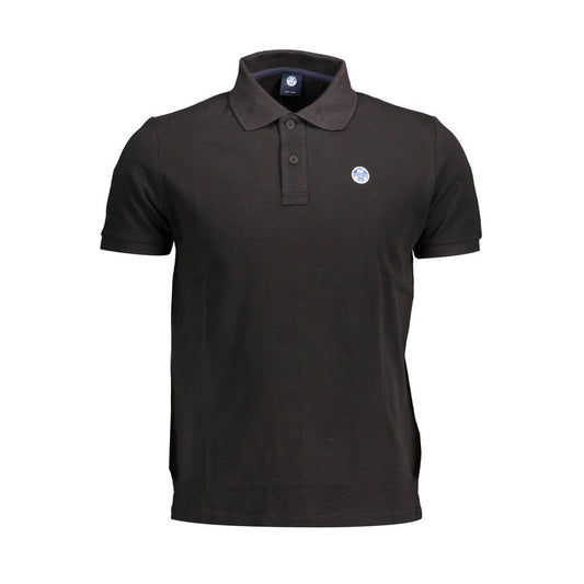 North Sails Black Cotton Men Polo Shirt with logo and two-button placket, showcasing premium casual wear craftsmanship.