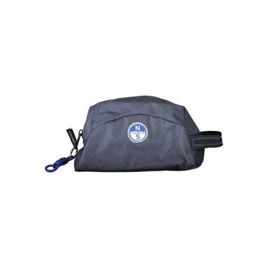 North Sails Blue Polyester Men Beauty Case with logo and handle, perfect for travel organization.