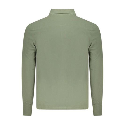 North Sails Green Cotton Polo Shirt back view featuring long sleeves, 2 buttons, and logo applique.