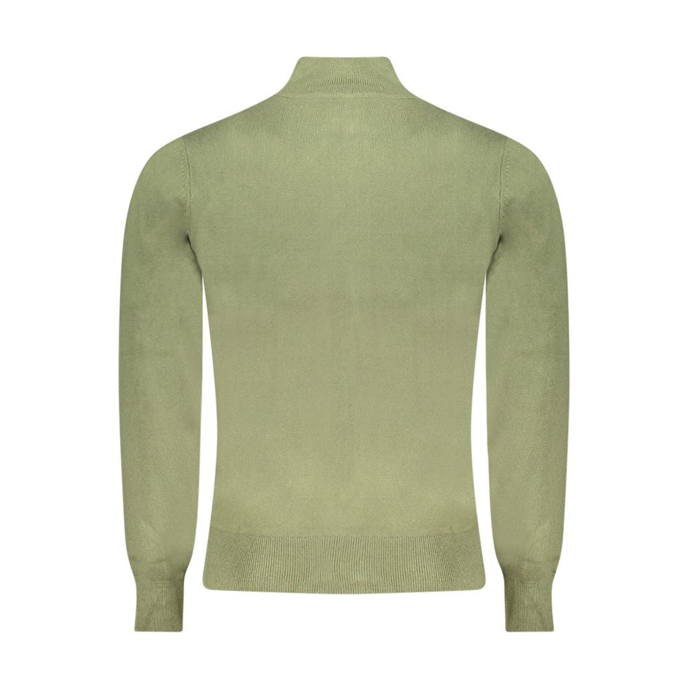 Back view of North Sails Verde Acrylic Men Cardigan in green, showcasing crew neck and sleek design, tailored for modern style.