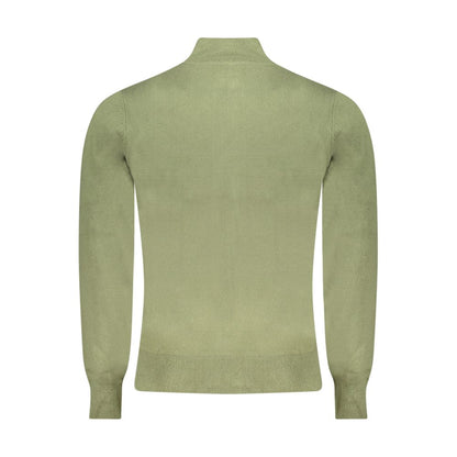 Back view of North Sails Verde Acrylic Men Cardigan in green, showcasing crew neck and sleek design, tailored for modern style.