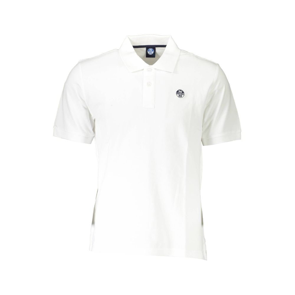 North Sails White Cotton Men Polo Shirt with embroidered logo and 2-button placket, perfect for versatile and stylish looks.