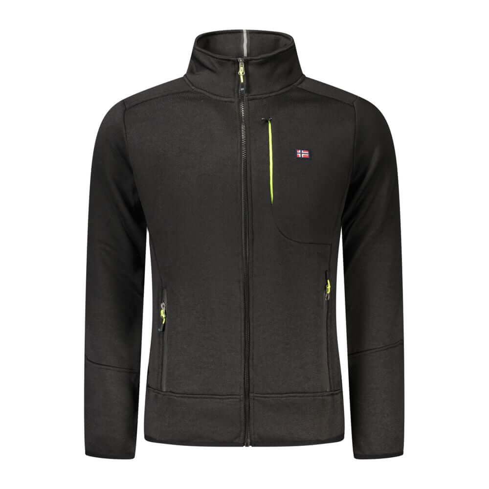 Norway 1963 Black Polyester Men Sweater with pockets and applique logo