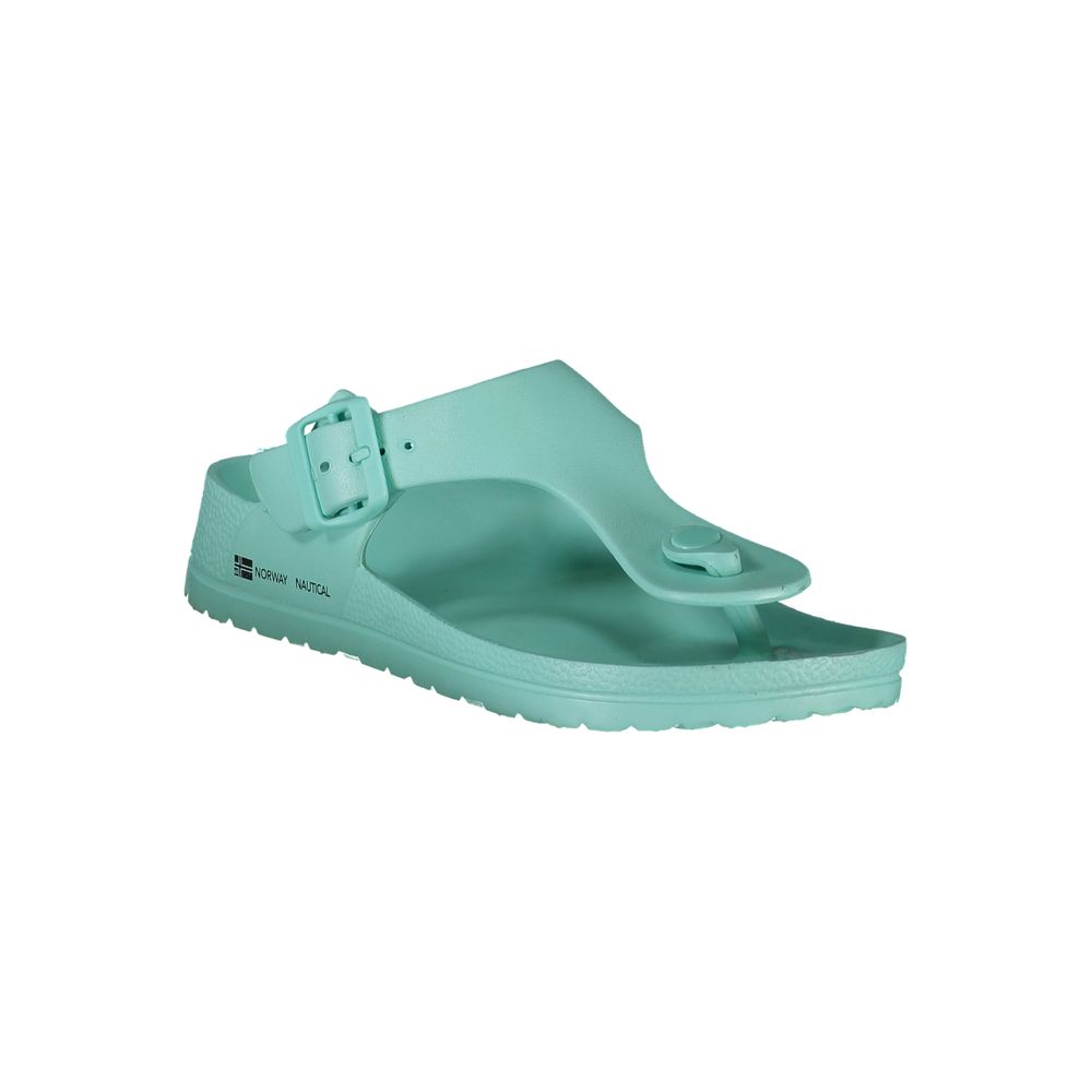 Norway 1963 Blue Plastic Women Sandal with adjustable buckle and eye-catching design.