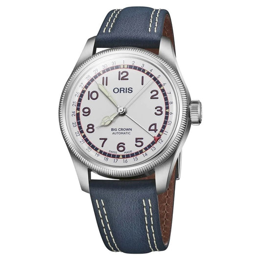 ORIS MOD. 75477854081SET watch with blue leather strap and silver dial