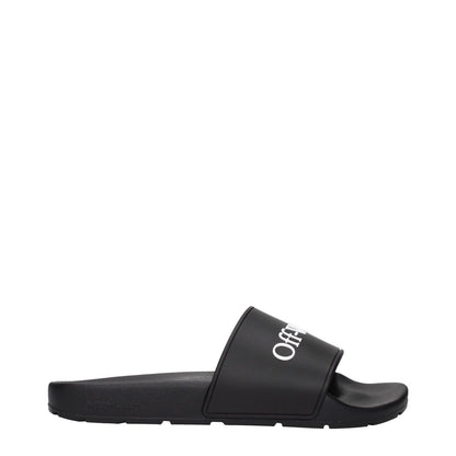 Off-White Black Cotton Slippers with logo in black rubber, MPN OWIU001MAT0011001, stylish design by Off-White.