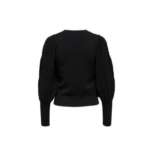 Back view of Only Black Polyester Sportswear pullover with textured long sleeves.