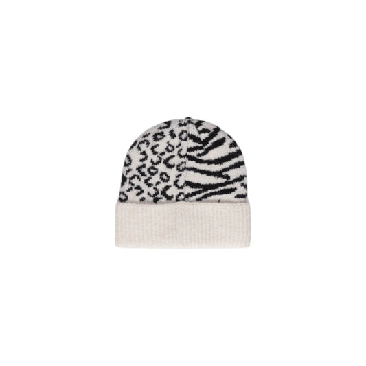 Only Onltrine Animalprint hat with zebra and leopard patterns, made of 68% acrylic, 28% polyester, and 4% elastane for warmth and style.