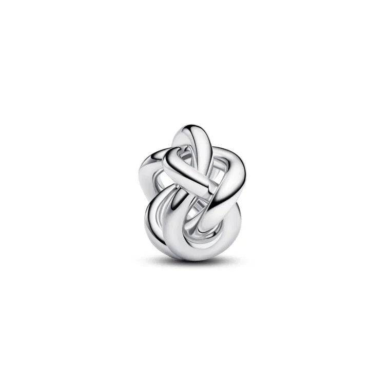Alt Tag: PANDORA JEWELRY Mod. 793755C00 intricate silver charm, featuring an elegant knot design.