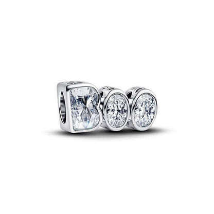 Alt Tag: PANDORA JEWELRY Mod. 794060C01 silver charm with sparkling stones, elegant accessory for bracelets and necklaces.