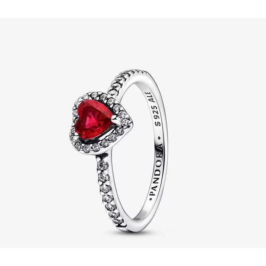 PANDORA Mod. SPARKLING RED ELEVATED HEART RING